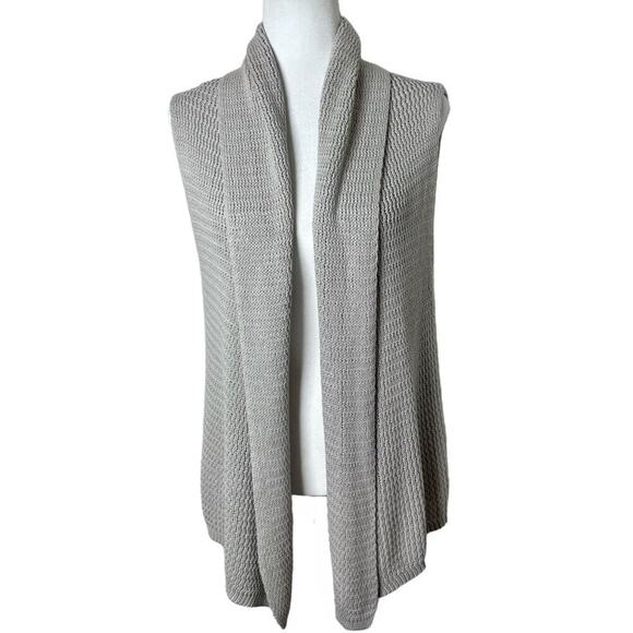 Coldwater Creek Women's Cardigan Sweater L Taupe Beige Sleeveless Open Front Top - Picture 1 of 8